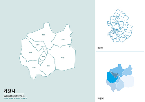 한국 경기도 과천시 세부 지도 일러스트