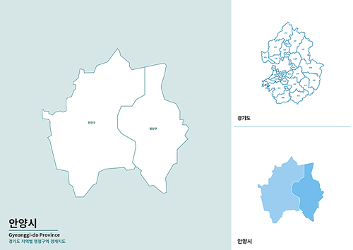 한국 경기도 안양시 세부 지도 일러스트