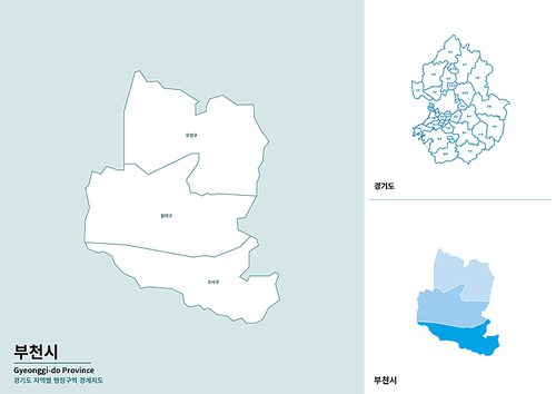 한국 경기도 부천시 세부 지도 일러스트