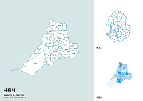 한국 경기도 시흥시 세부 지도 일러스트