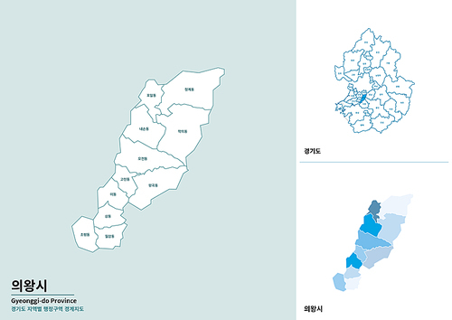 한국 경기도 의왕시 세부 지도 일러스트