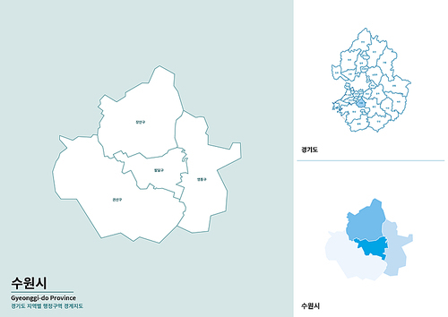 한국 경기도 수원시 세부 지도 일러스트