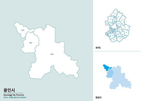 한국 경기도 용인시 세부 지도 일러스트