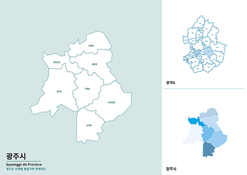 한국 경기도 광주시 세부 지도 일러스트