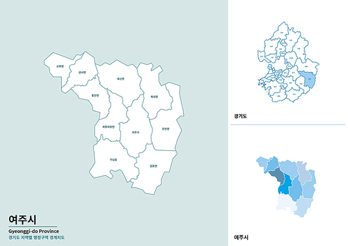 한국 경기도 여주시 세부 지도 일러스트