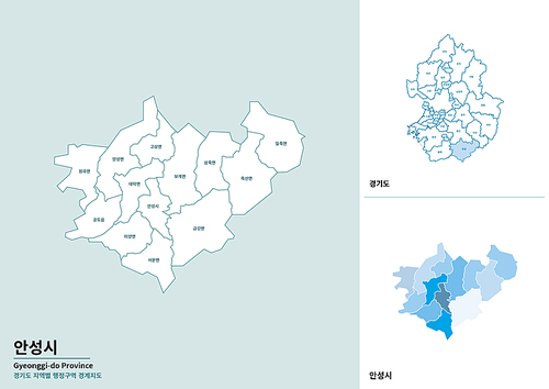 한국 경기도 안성시 세부 지도 일러스트