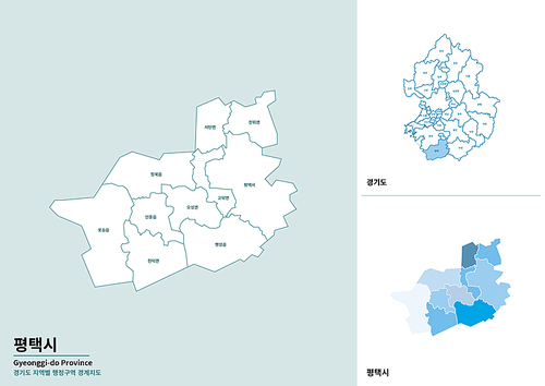 한국 경기도 평택시 세부 지도 일러스트