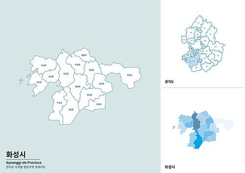 한국 경기도 화성시 세부 지도 일러스트