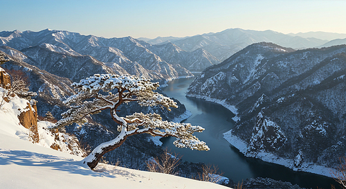 눈 덮인 아름다운 한국의 풍경