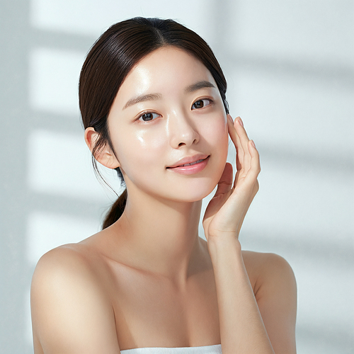 맑고 빛나는 예쁜 피부를 가진 여자의 모습