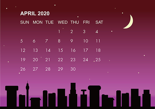 2020년 4월 밤하늘 일러스트 달력