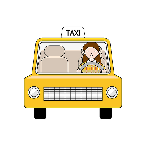 여성 운전자가 운전하는 노란색 택시