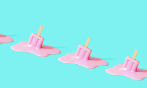 바닥에서 녹고 있는 분홍색 아이스크림