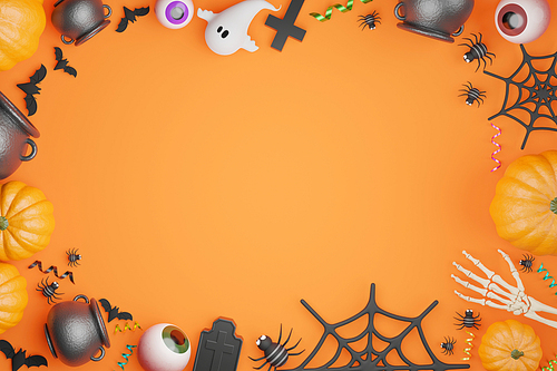 Halloween object background. copy space. 3d illustration