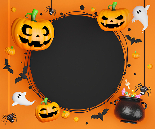 Halloween object background. copy space. 3d illustration