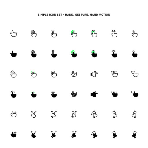 화면 터치와 관련한 손가락 모션 아이콘