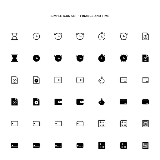 시간과 금융에 관련한 심플아이콘