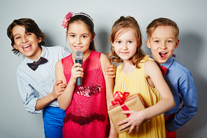 Group of friends having fun at party