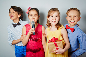 Well-dressed group of friends enjoying party