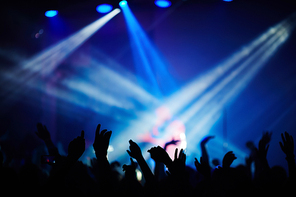 Fans dancing during the concert of popular singer