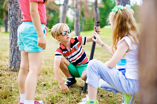 Group of friends playing together in the park