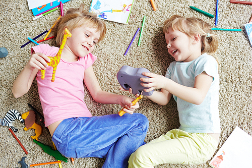 Girls enjoying play in kindergarten