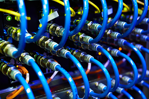 Close-up of cables of supercomputer