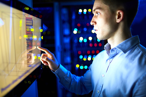 Businessman working with visual screen