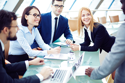 Happy business team planning work together at the table