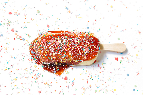 Close-up of choc-ice with sprinkles