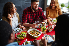 Group of friends having dinner