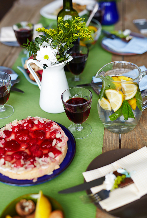 Festive food on table served for Thanksgiving celebration