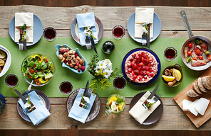 Wooden table serbed for Christmas dinner