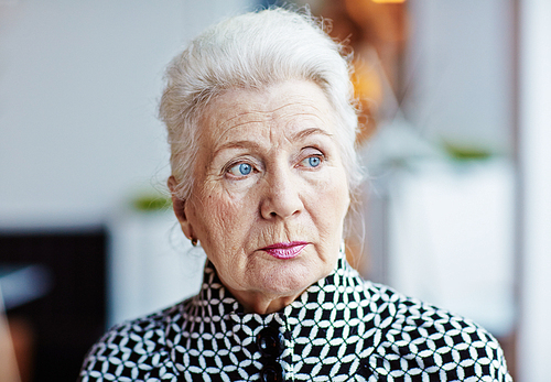 Grey-hair grandmother with natural make-up
