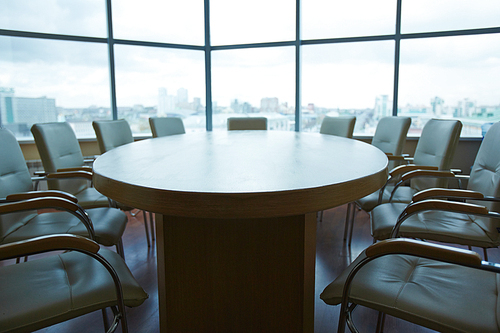 Conference table with chairs in an office