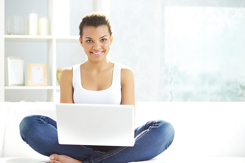 African girl with laptop 