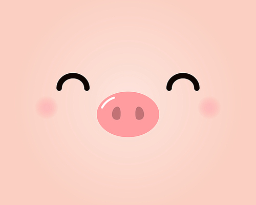 2019 Chinese New Year greeting card with cute pig face. Vector illustration. Minimalist design concept for holiday banner, calendar, decorative element