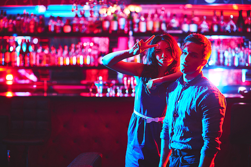 Young couple  in bar of night club