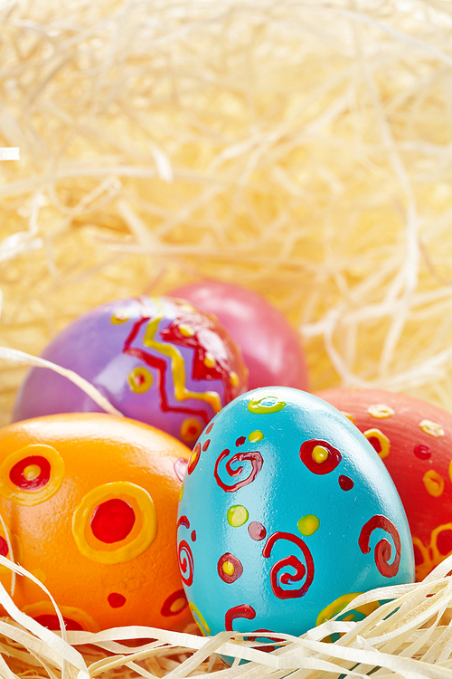 Group of painted Easter eggs