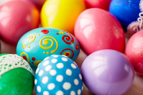 Various Easter eggs with creative colorful painting