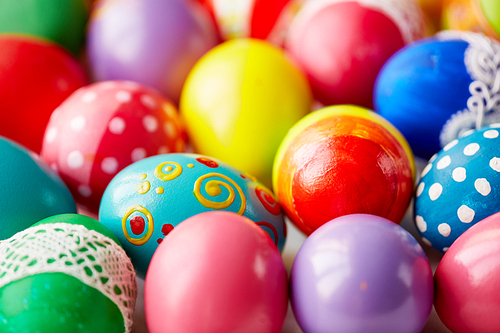 Various Easter eggs with creative colorful painting