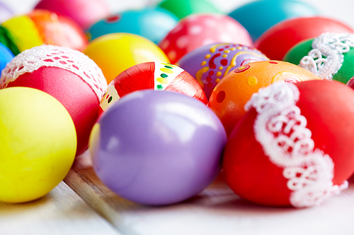 Painted beautiful colorful Easter eggs