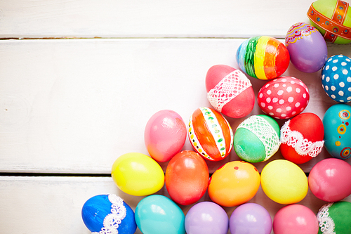 Creatively painted Easter eggs of different colors