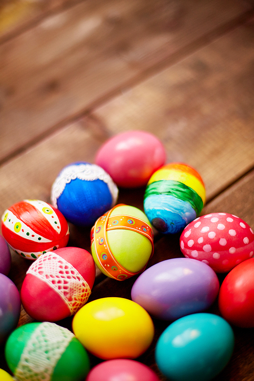 Creative Easter symbols of various colors with decor