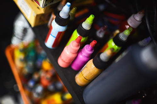 Group of tattoo paints of various colors
