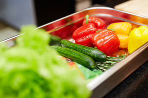 Fresh and clean cucumbers and pepper