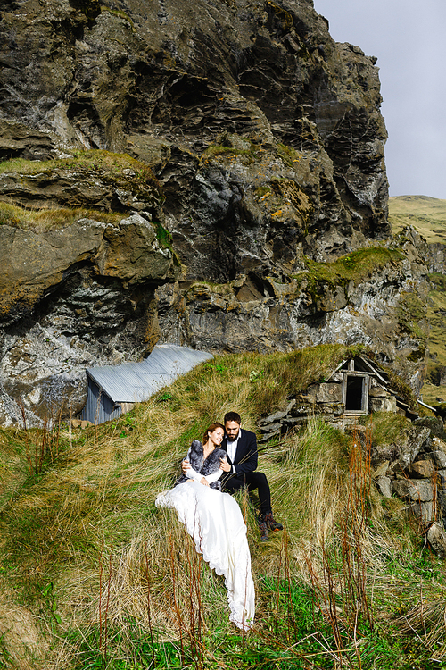 Peaceful newlyweds enjoying early spring in Iceland