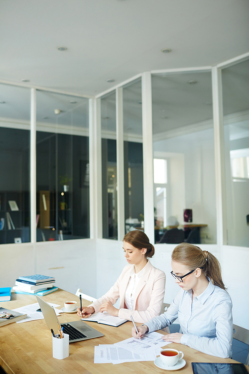 Busy accountants analyzing financial papers