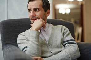 Stressed or tired man during psychological session