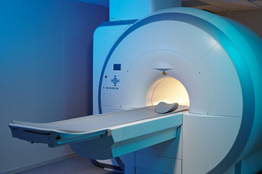 New large mri scan equipment with long table in contemporary medical center